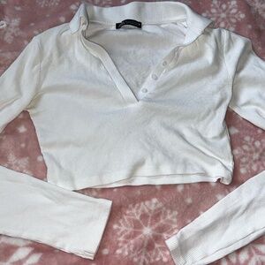 White Long sleeve cropped shirt